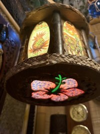 Hibiscus Tiki Pendant Lamp, Hand-Poured Resin, Sea Glass and Bamboo