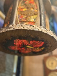 Hibiscus Tiki Pendant Lamp, Hand-Poured Resin, Sea Glass and Bamboo