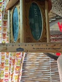 Turtle Bottom Tiki Pendant Lamp, Carved Wood with Tapa-Style Fabric