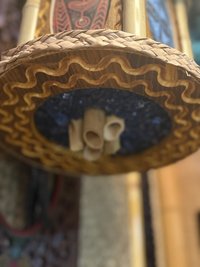 Bamboo Spike Tiki Pendant Lamp, Handmade Wood and Bamboo