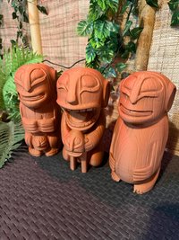 Cannibal Trio Tiki Statues, Set of 3, 3D Printed in Wood Filament