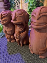 Cannibal Trio Tiki Statues, Set of 3, 3D Printed in Wood Filament