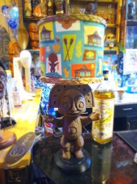 Polynesian Myth Tiki Table Lamp, Cordless RGB, 3D Printed Wood Tone