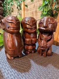 Cannibal Trio Tiki Statues, Set of 3, 3D Printed in Wood Filament