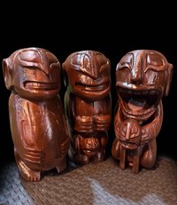 Cannibal Trio Tiki Statues, Set of 3, 3D Printed in Wood Filament