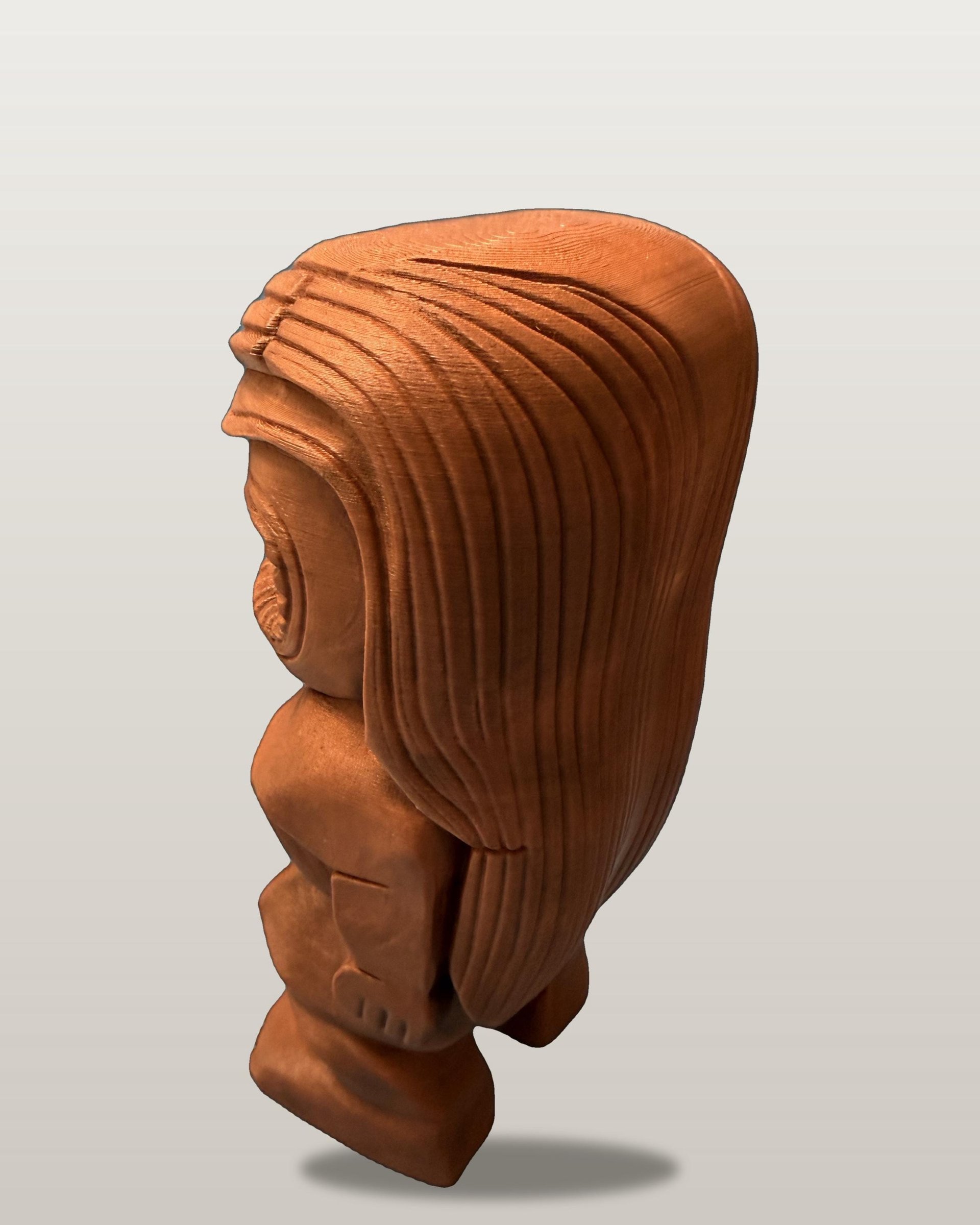 Kane Tiki God Statue, 10 Inch 3D Printed Wood-Tone Finish