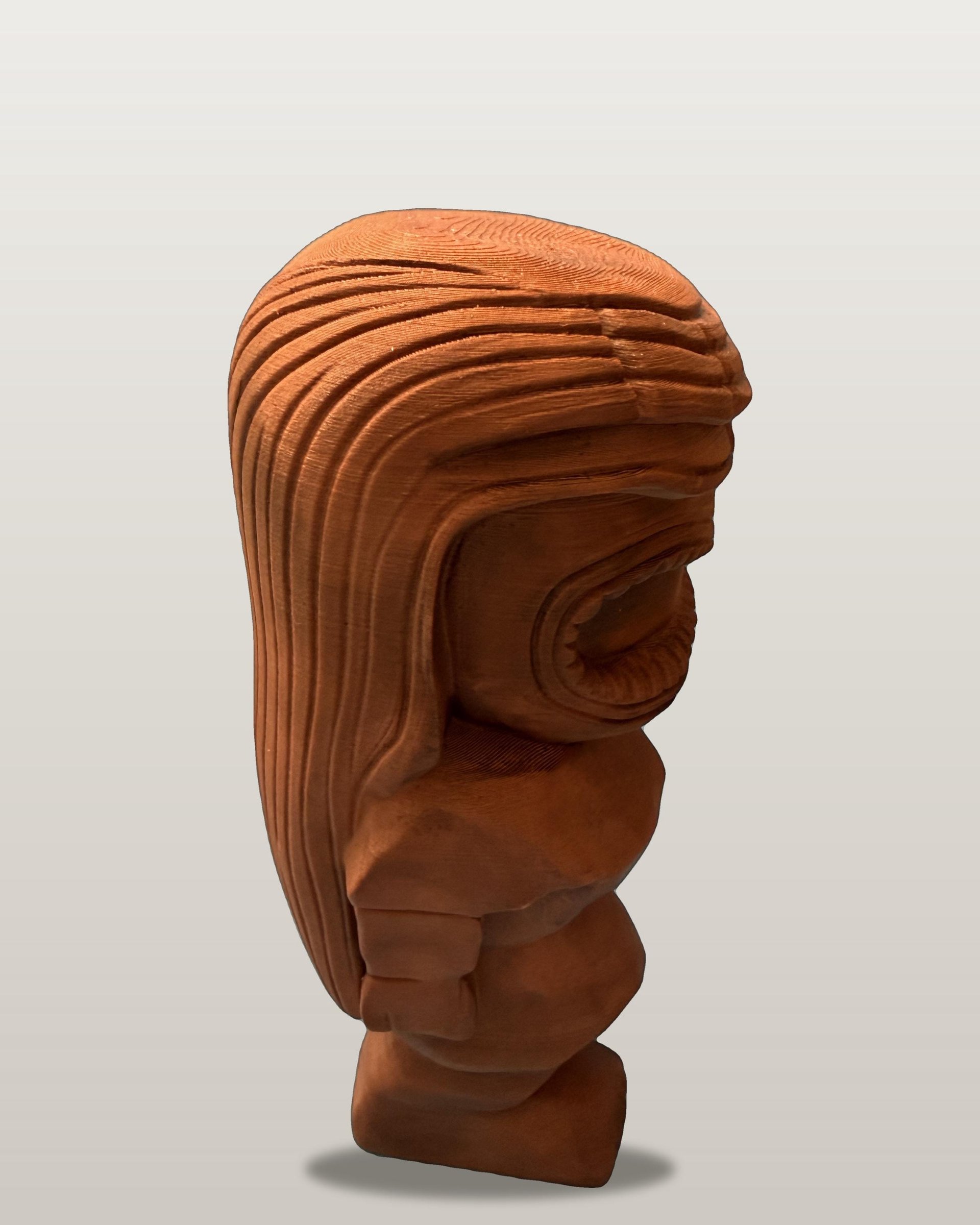 Kane Tiki God Statue, 10 Inch 3D Printed Wood-Tone Finish