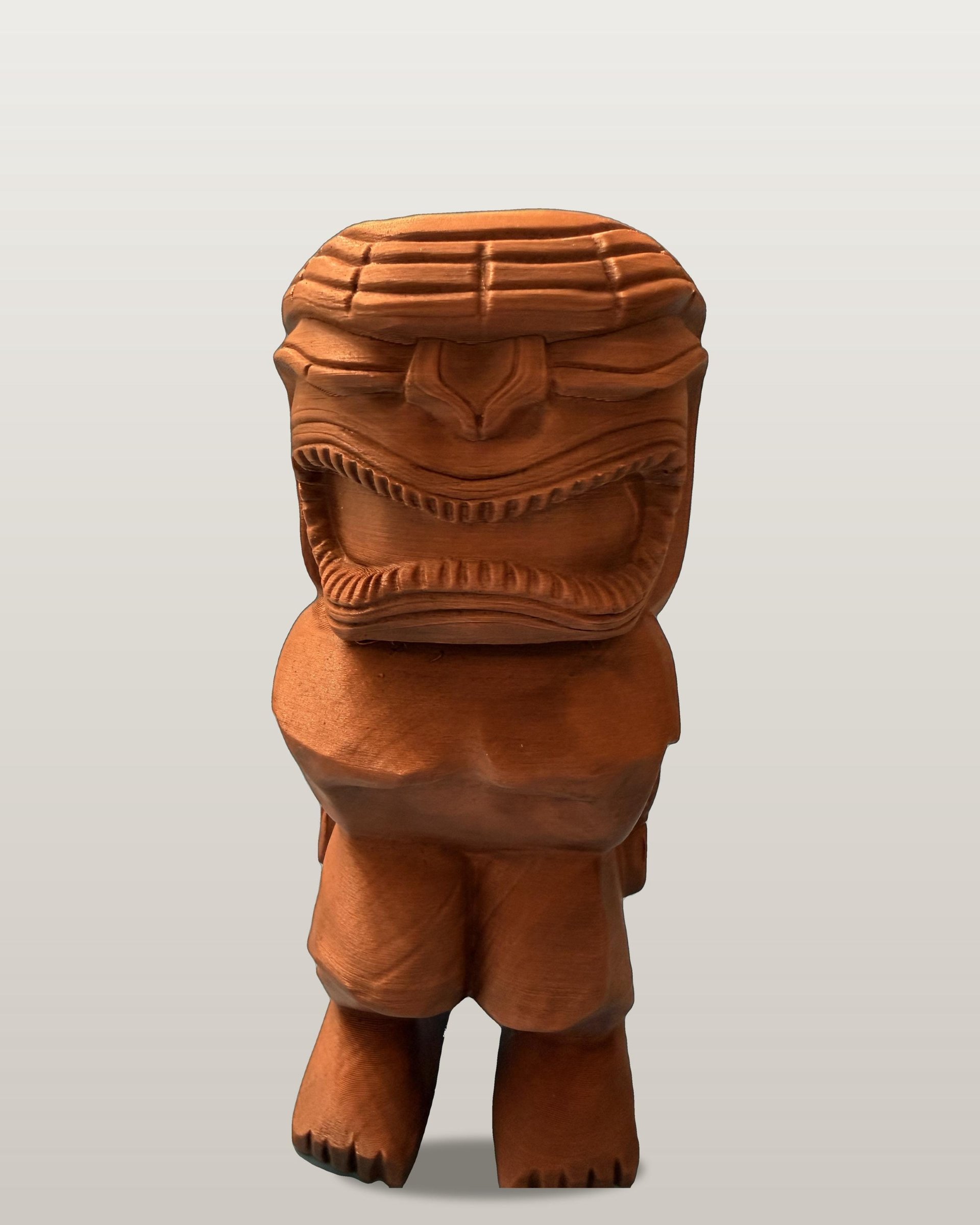 Kane Tiki God Statue, 10 Inch 3D Printed Wood-Tone Finish