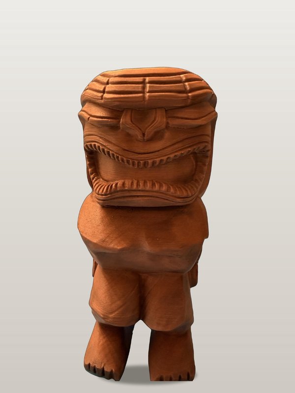 Kane Tiki God Statue, 10 Inch 3D Printed Wood-Tone Finish